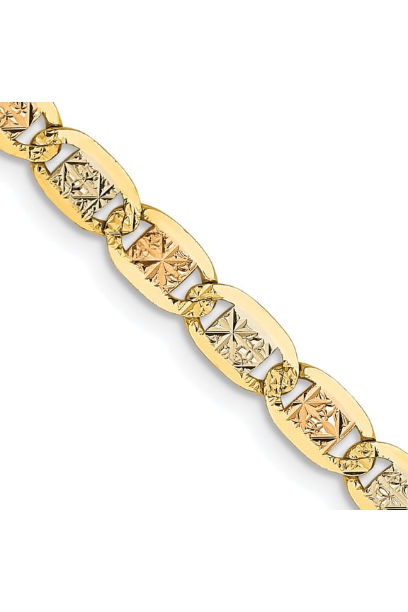 TheJewelryHut Designer 14k 3.8mm Tri-color Gold Pav? Valentino Chain