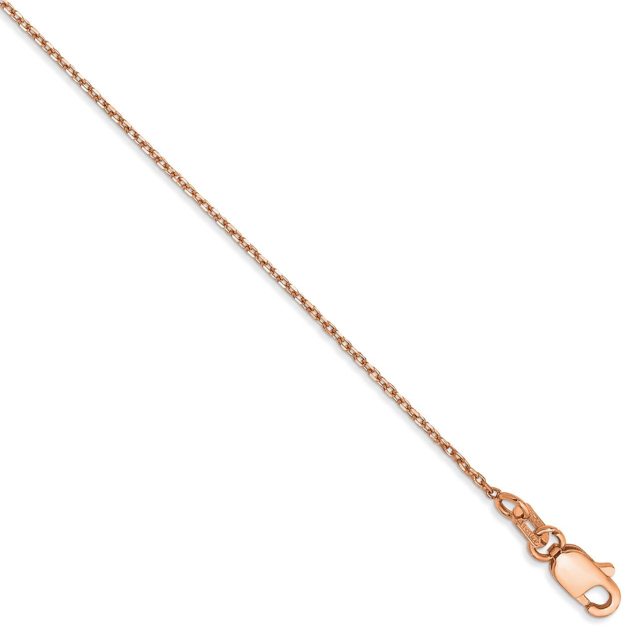 TheJewelryHut Designer 14k Rose Gold 1.0mm D/C Cable Chain Anklet