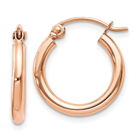 TheJewelryHut Designer 14k Rose Gold Polished 2mm Lightweight Tube Hoop Earrings