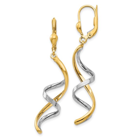 TheJewelryHut Designer 14k Two-tone Spiral Leverback Earrings