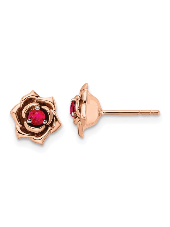 TheJewelryHut Designer 14k Two-tone White & Rose Ruby Flower Post Earrings
