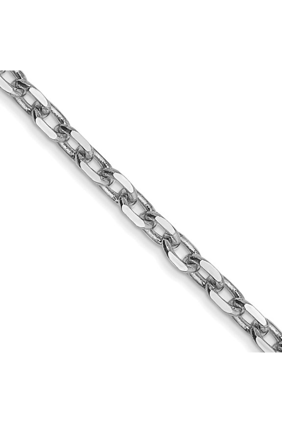 TheJewelryHut Designer 14k WG 2.2mm D/C Round Open Link Cable Chain