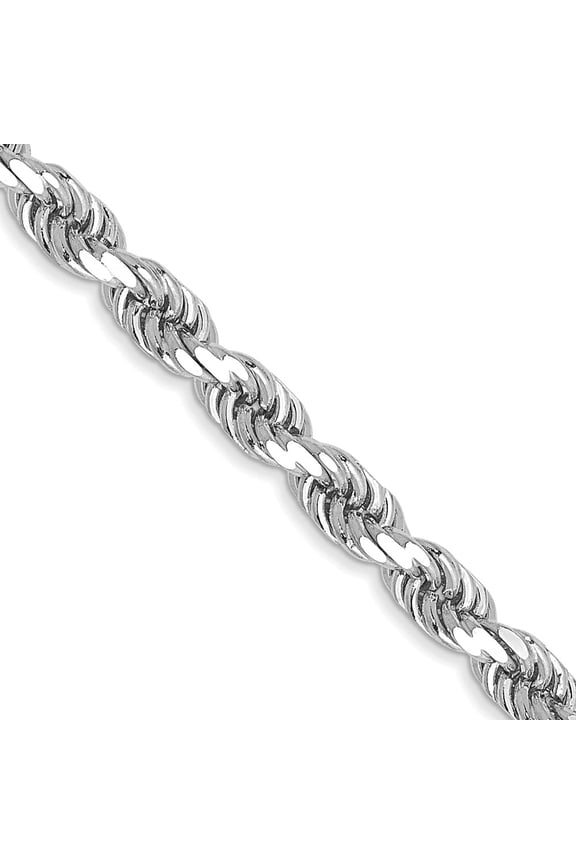 TheJewelryHut Designer 14k White Gold 3.5mm D/C Rope with Lobster Clasp Chain