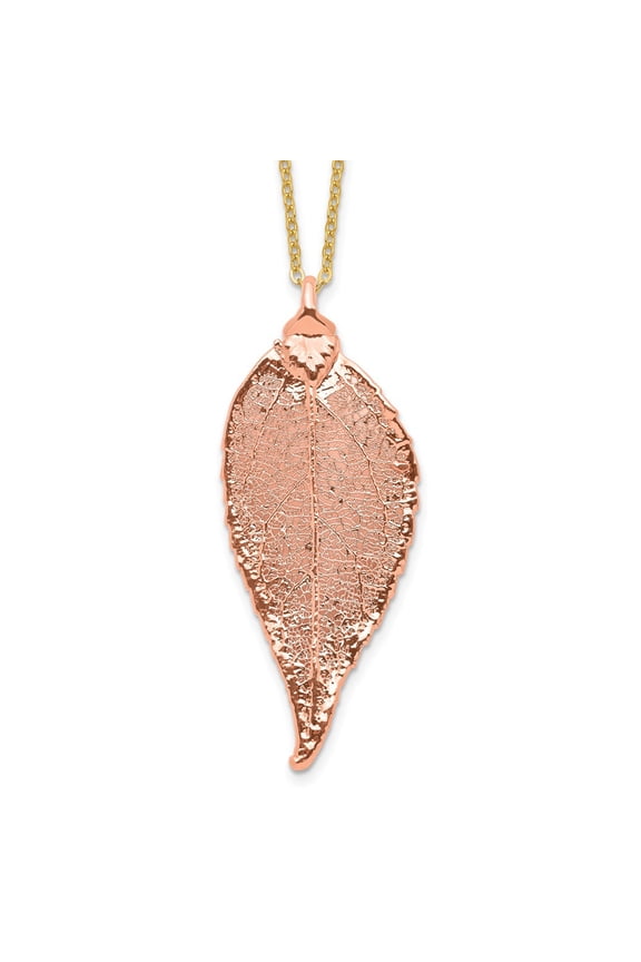 TheJewelryHut Designer 24k Rose Gold Dipped Evergreen Leaf 20 inch Gold-tone Necklace