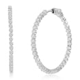 thumbnail image 1 of TheJewelryHut Designer Sterling Silver 35mm Inside-Outside Round CZ Hoop Earrings, 1 of 2