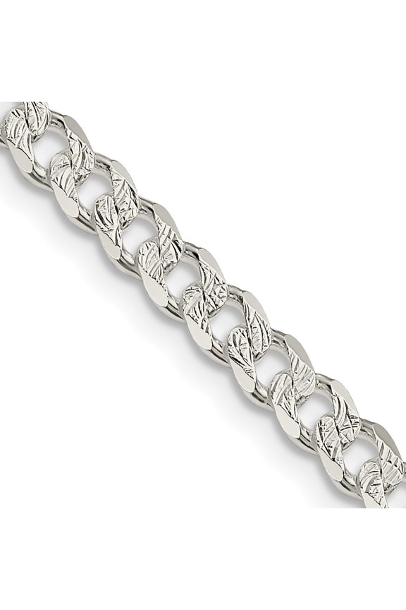 TheJewelryHut Designer Sterling Silver 4.5mm Pave Curb Chain