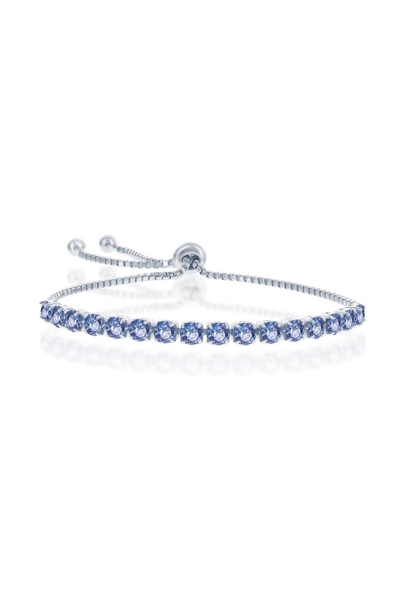 TheJewelryHut Designer Sterling Silver 4MM Light Sapphire "December" Swarovski Element Adjusatble Bolo Bracelet