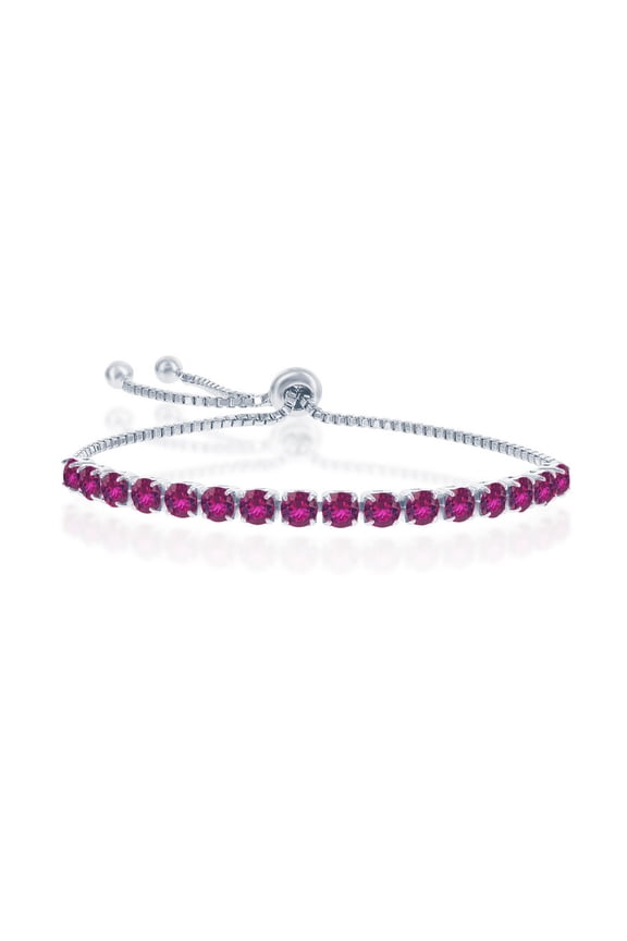 TheJewelryHut Designer Sterling Silver 4MM Ruby "July" Swarovski Element Adjusatble Bolo Bracelet