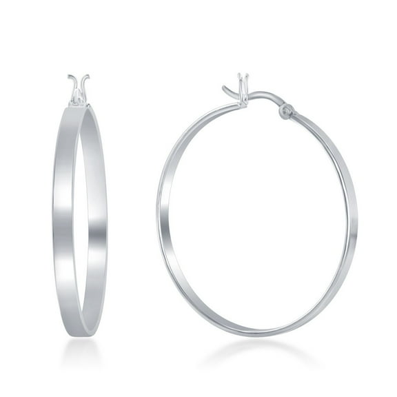 TheJewelryHut Designer Sterling Silver 4x40mm Flat Hoop Earrings