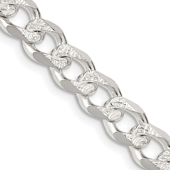 TheJewelryHut Designer Sterling Silver 7.5mm Pave Curb Chain