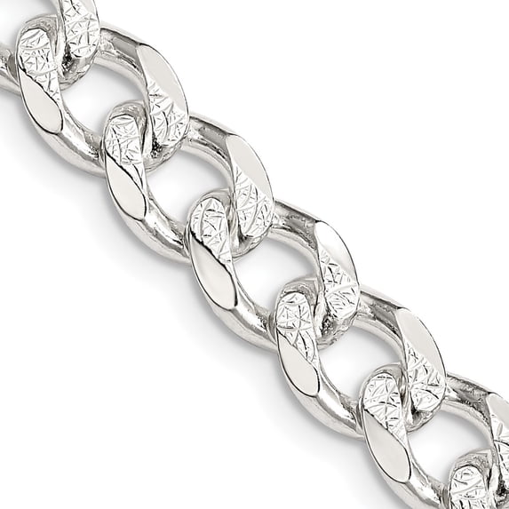 TheJewelryHut Designer Sterling Silver 8.3mm Pav? Curb Chain