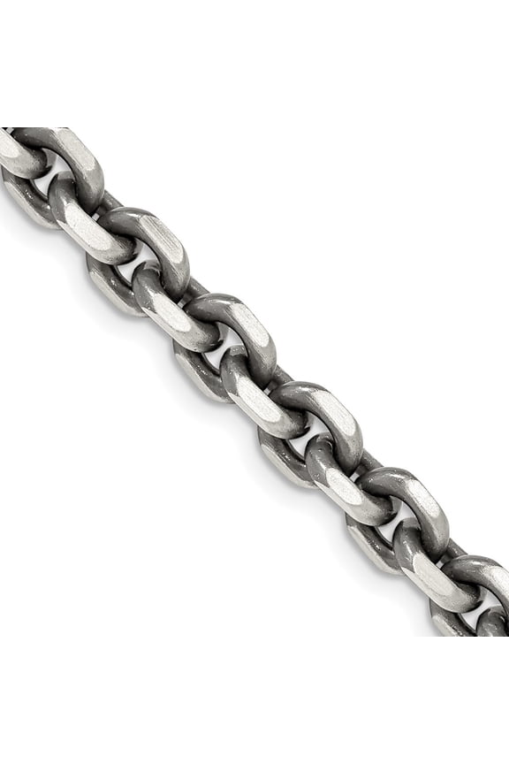 TheJewelryHut Designer Sterling Silver Antiqued 7.0mm D/C Elongated Open Link Chain