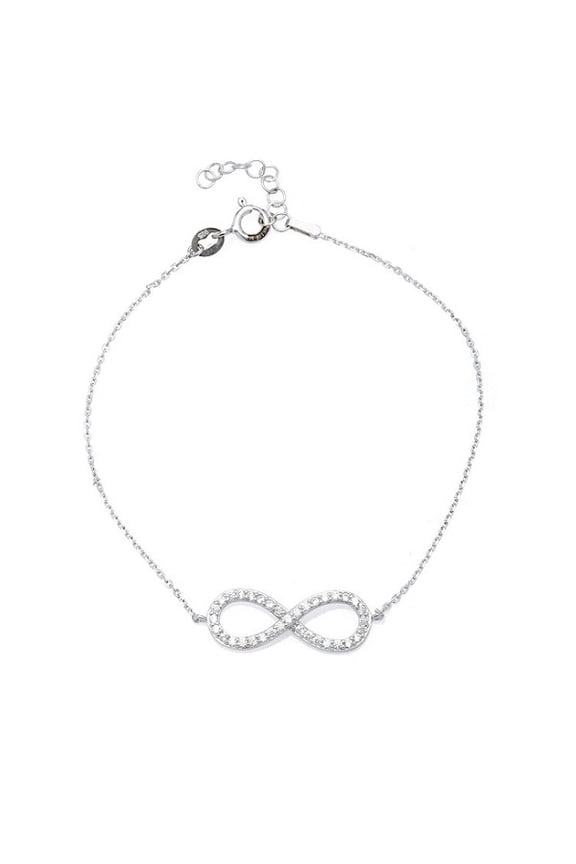 TheJewelryHut Designer Sterling Silver CZ Infinity Bracelet