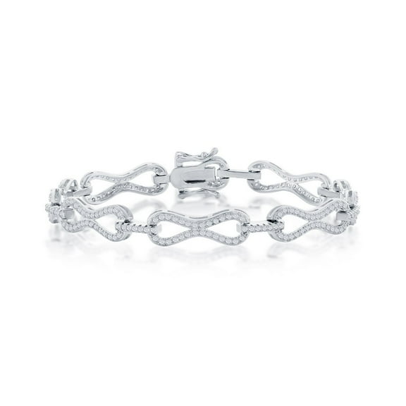 TheJewelryHut Designer Sterling Silver CZ Infinity Bracelet