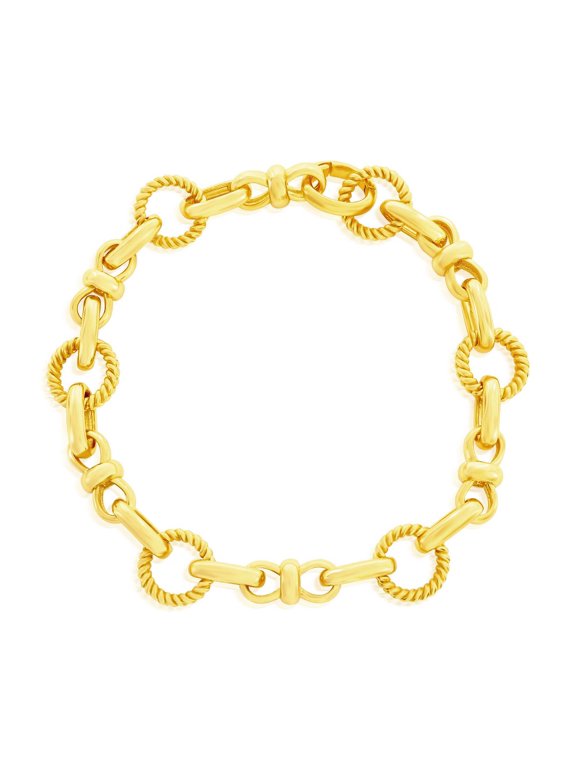 TheJewelryHut Designer Sterling Silver Circle & Infinity Design Bracelet - Gold Plated