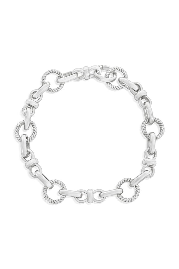 TheJewelryHut Designer Sterling Silver Circle & Infinity Design Bracelet