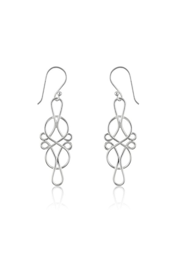 TheJewelryHut Designer Sterling Silver Designed Infinity Earrings