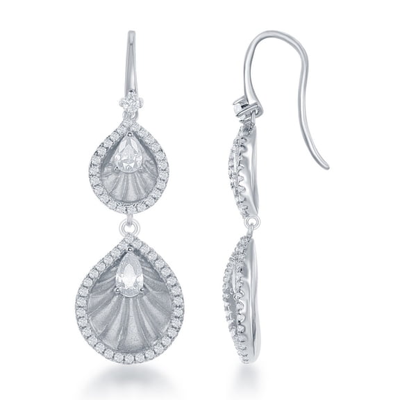 TheJewelryHut Designer Sterling Silver Double CZ Teardrop Earrings