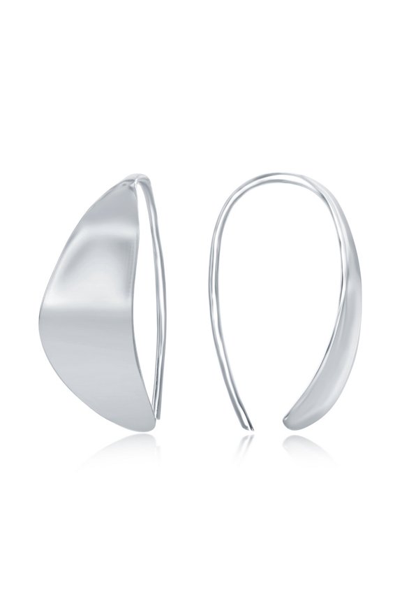 TheJewelryHut Designer Sterling Silver Flat Crescent Moon Design Threader Earrings