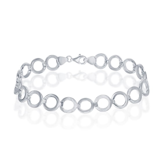 TheJewelryHut Designer Sterling Silver Flat and Shiny Alternating Circle Bracelet