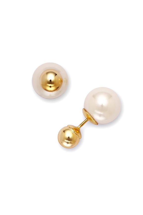 TheJewelryHut Designer Sterling Silver GP 6mm Silver Bead with 10mm White Pearl Earrings