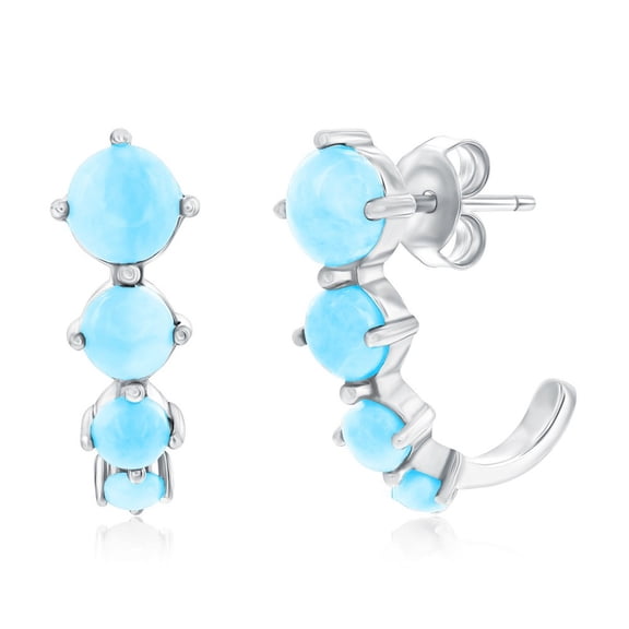 TheJewelryHut Designer Sterling Silver; Graduating Round Larimar Earrings