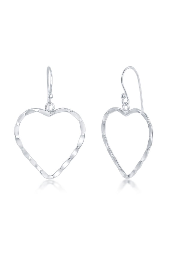 TheJewelryHut Designer Sterling Silver Hammered Heart Earrings