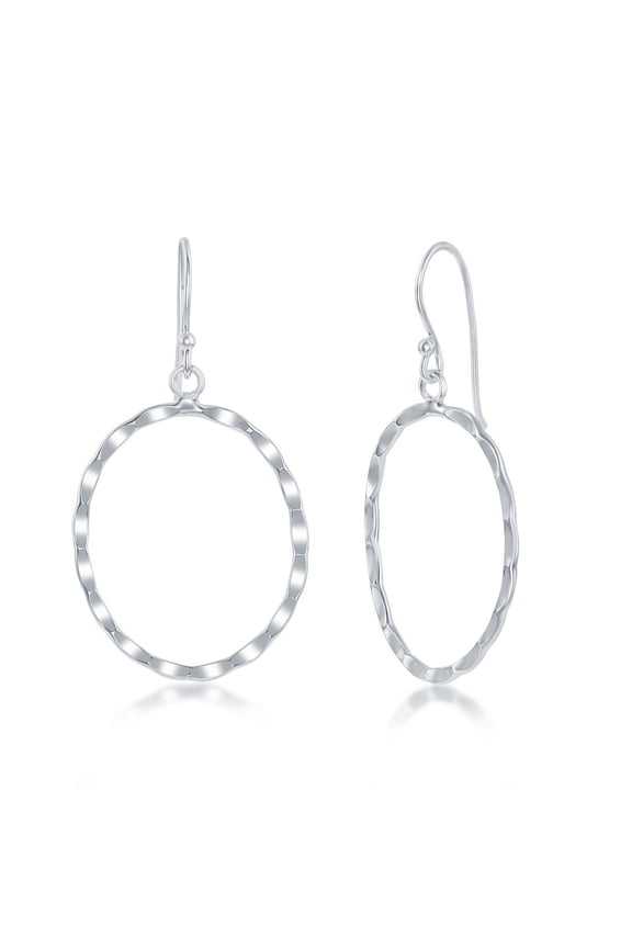 TheJewelryHut Designer Sterling Silver Hammered Oval Earrings