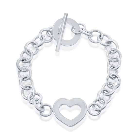 TheJewelryHut Designer Sterling Silver Heart Bracelet w/Toggle Lock