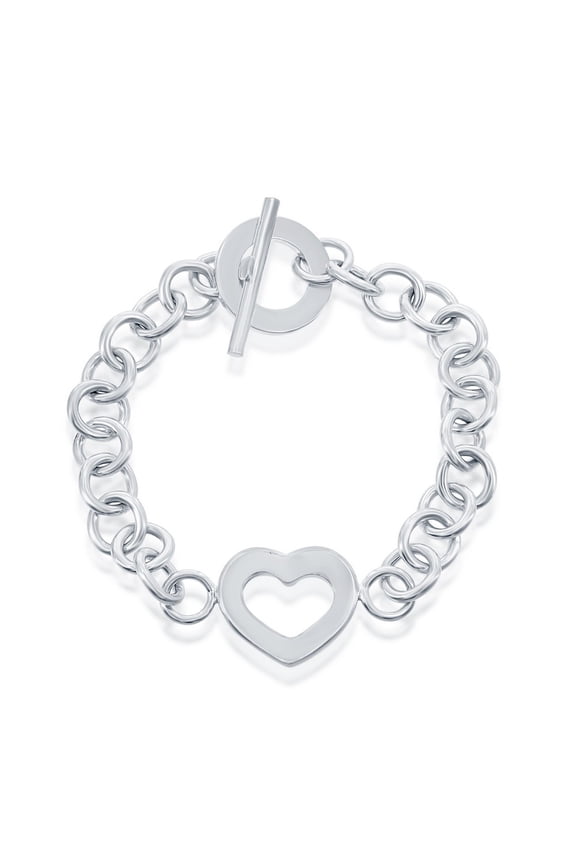 TheJewelryHut Designer Sterling Silver Heart Bracelet w/Toggle Lock