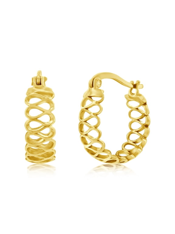 TheJewelryHut Designer Sterling Silver Infinity Cut-Out Hoop Earrings - Gold Plated