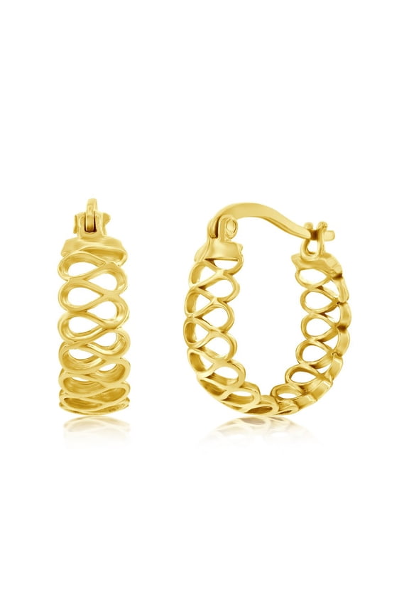 TheJewelryHut Designer Sterling Silver Infinity Cut-Out Hoop Earrings - Gold Plated