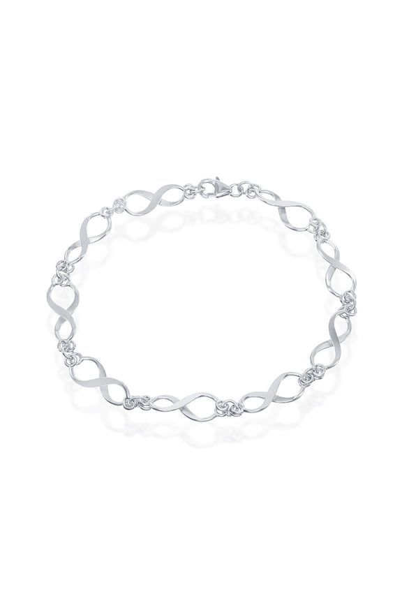 TheJewelryHut Designer Sterling Silver Infinity Linked Bracelet