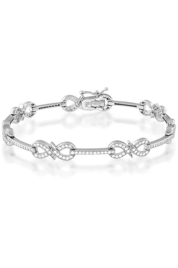 TheJewelryHut Designer Sterling Silver Infinity Micro Pave Bracelet