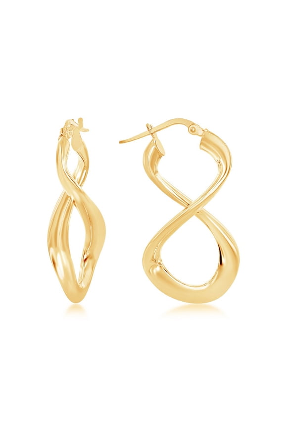 TheJewelryHut Designer Sterling Silver Large Script Infinity Design Earrings - Gold Plated