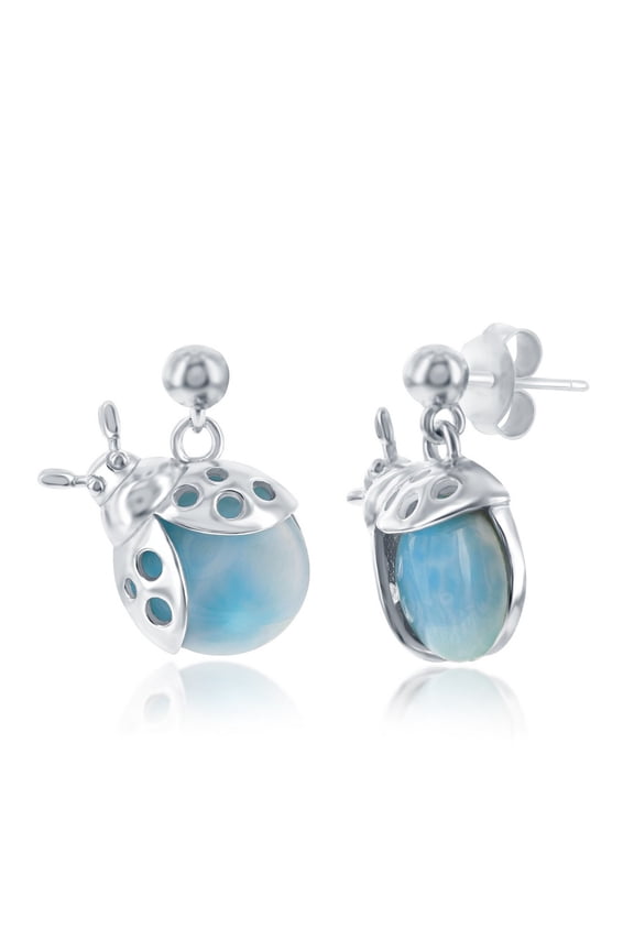 TheJewelryHut Designer Sterling Silver Larimar Lady Bug Earrings