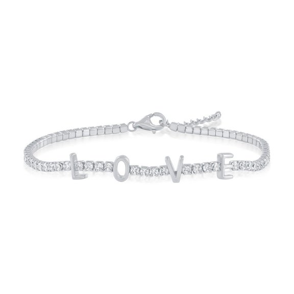 TheJewelryHut Designer Sterling Silver; Love; Tennis CZ Bracelet