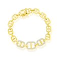 thumbnail image 1 of TheJewelryHut Designer Sterling Silver Micro Pave CZ Linked Bracelet - Gold Plated, 1 of 2