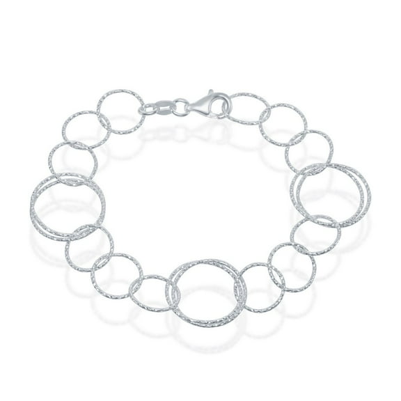 TheJewelryHut Designer Sterling Silver Multi Linked Sparkling Circles Bracelet