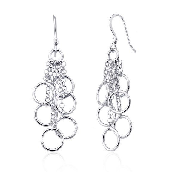 TheJewelryHut Designer Sterling Silver Multi Open Circles Dangling Earrings
