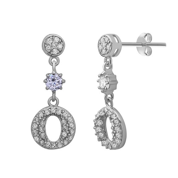 TheJewelryHut Designer Sterling Silver Open "O" CZ Dangling Earrings