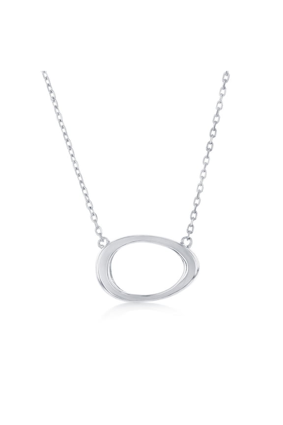 TheJewelryHut Designer Sterling Silver; Open Oval Necklace