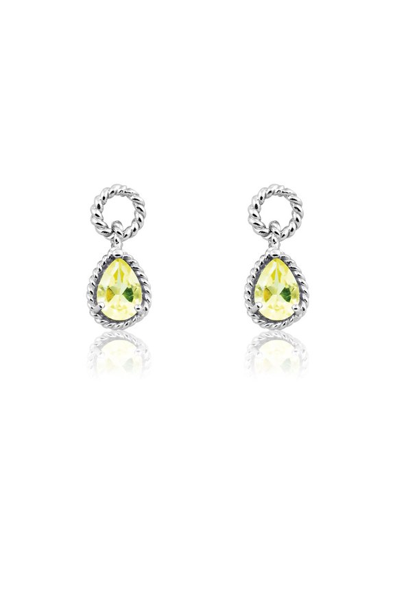 TheJewelryHut Designer Sterling Silver Pear Shaped Gem, Wire Earrings - Lemon Quartz