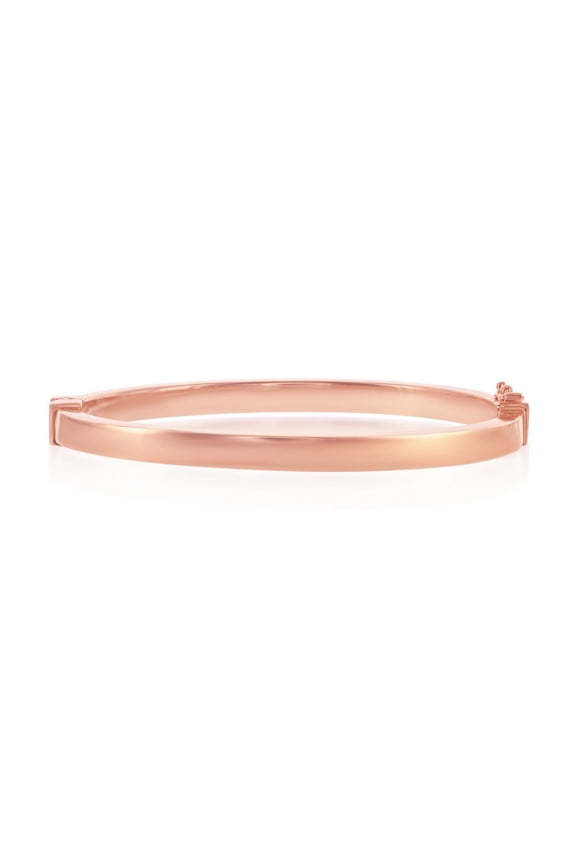 TheJewelryHut Designer Sterling Silver Plain Hinged Bangle - Rose Gold Plated