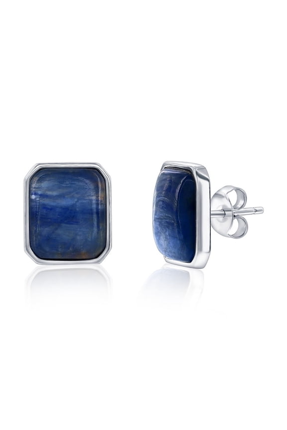 TheJewelryHut Designer Sterling Silver; Rectangle Earrings - Kyanite