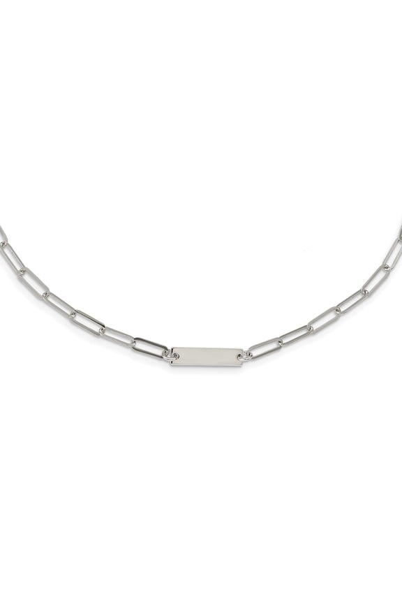 TheJewelryHut Designer Sterling Silver Rhodium-plated Polished Bar w/ 2in ext. Necklace