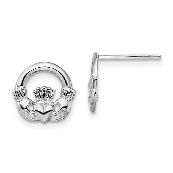 TheJewelryHut Designer Sterling Silver Rhodium-plated Polished Claddagh Post Earrings