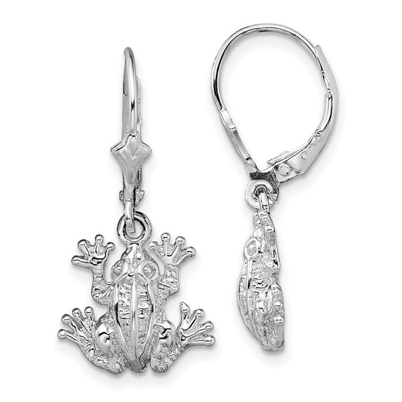 TheJewelryHut Designer Sterling Silver Rhodium-plated Polished Frog Leverback Earrings