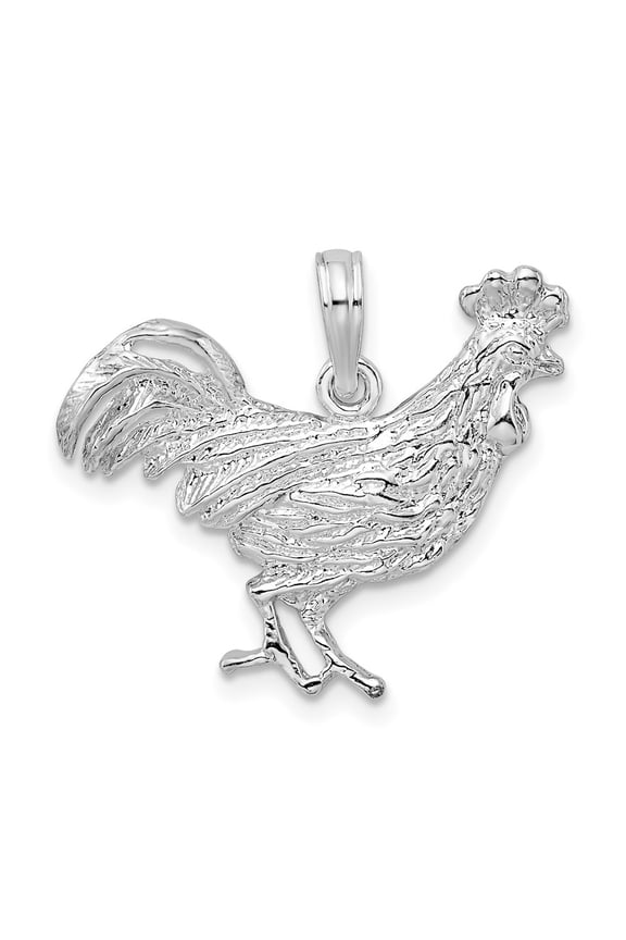 TheJewelryHut Designer Sterling Silver Rhodium-plated Polished Rooster Pendant