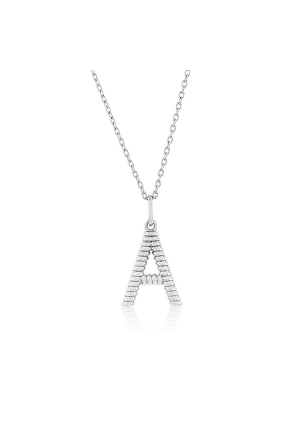 TheJewelryHut Designer Sterling Silver; Rigid Design 'A' Initial Necklace